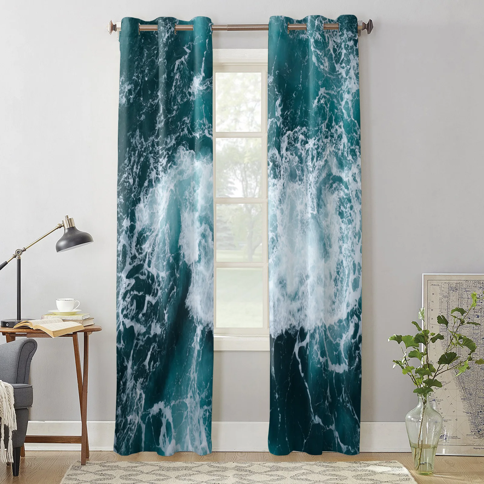 Аквамариновые морские Роскошные занавески для гостиной окон спальни домашний