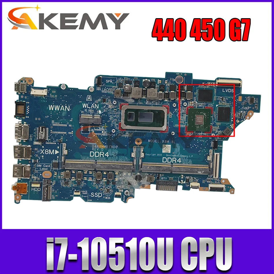 

For HP ProBook 440/450 G7 Laptop Motherboard DAX8MMB18D0 X8M-8L With SRGKW i7-10510U CPU N17S-G2-A1 GPU DDR4 Fully Tested OK