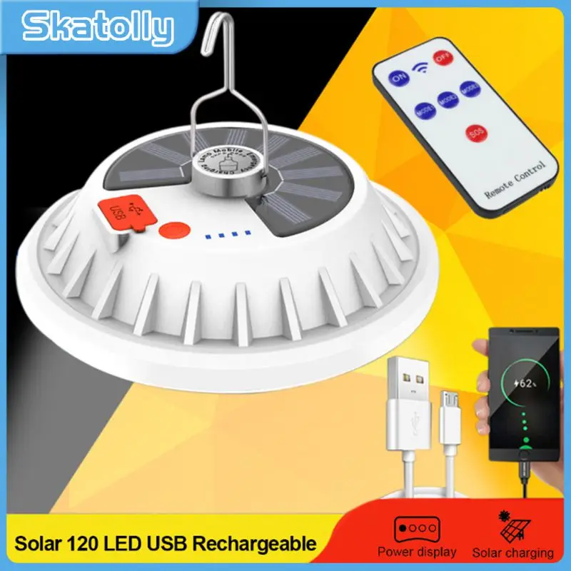 

New Outdoor Solar Remote Control Super Bright Camping Lamp USB Charging Bulb Tent Lamp LED Emergency Lamp