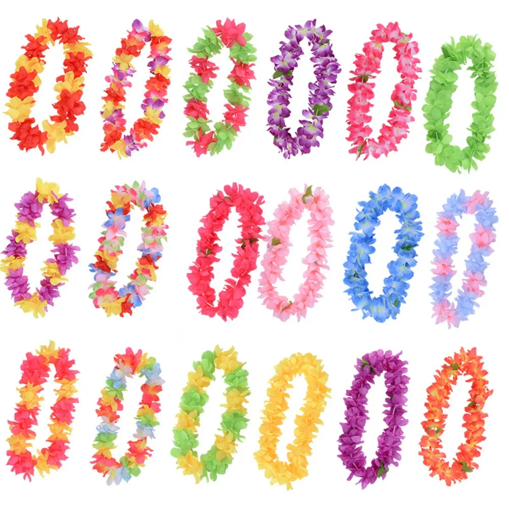 

Colorful Hawaiian Leis New Wedding Decorations Party Supplies Beach Garland Fashion Hula Flowers Necklace Beach