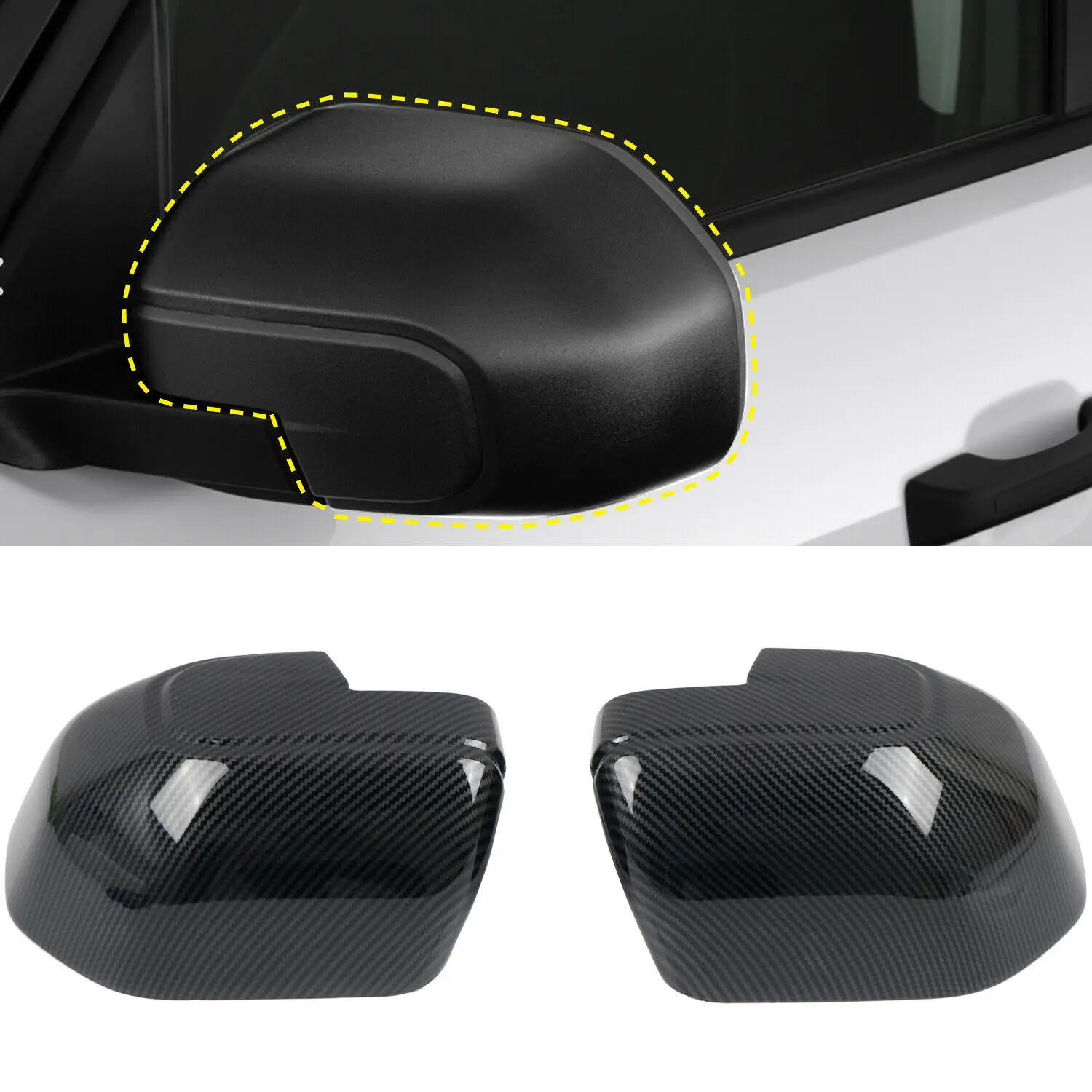 

Carbon Fiber Look Rearview Side Mirror Cover For Ford Bronco Sport 2021-2022