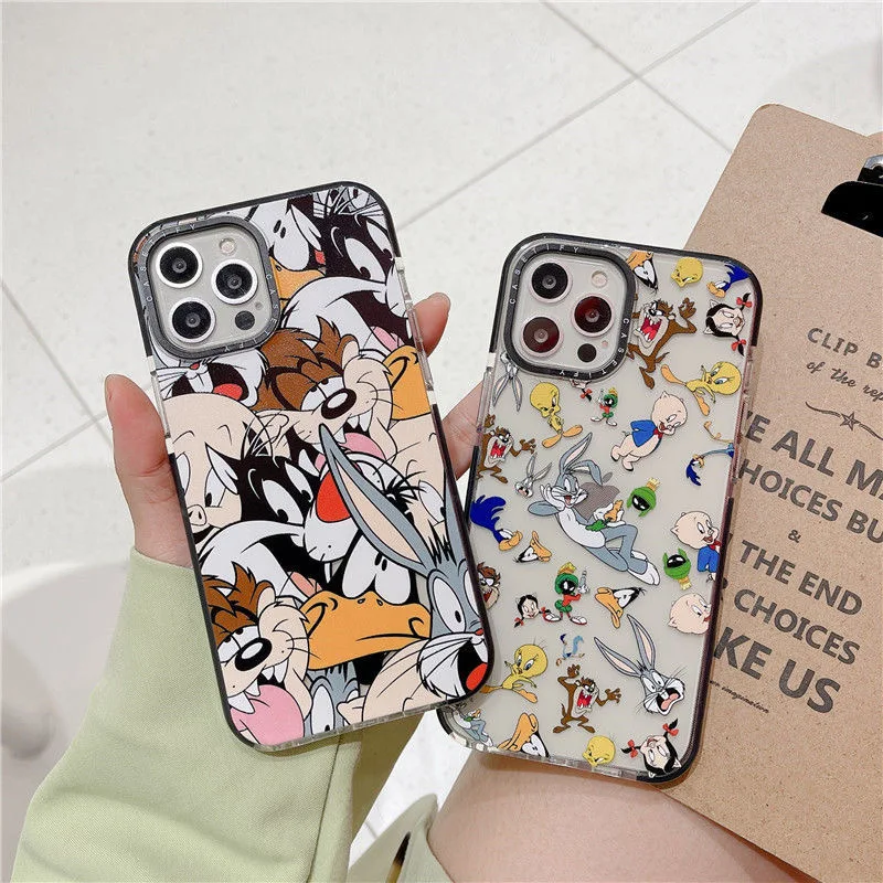 

Cartoon Phone Case For iPhone 13 12 11 Pro Max Mini XR XS MAX 8 X 7 SE 2020 Design-Bugs Bunny Transparent Shockproof Soft Shell