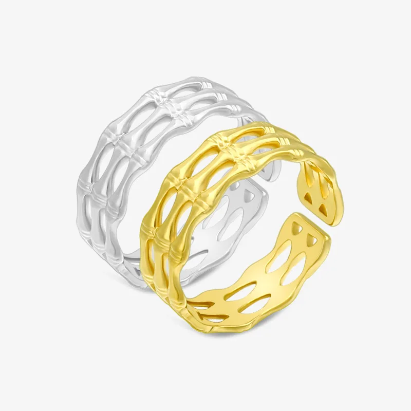 

Minimalist Stainless Steel Gold Silver Color Multilayer Geometric Open Adjustable Ring for Women Men Party Birthday Jewelry Gift