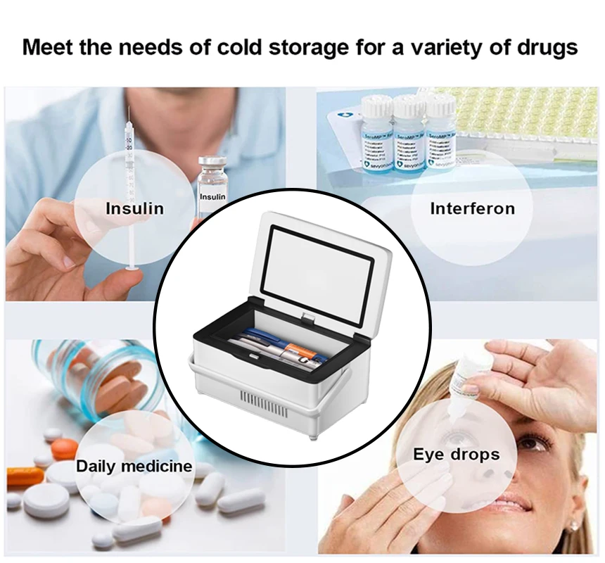 Portable Small Refrigerator Insulin Medicine 10200Ah Battery Pill Box Medicine USB Rechargeable Car Refrigerated Incubator images - 6