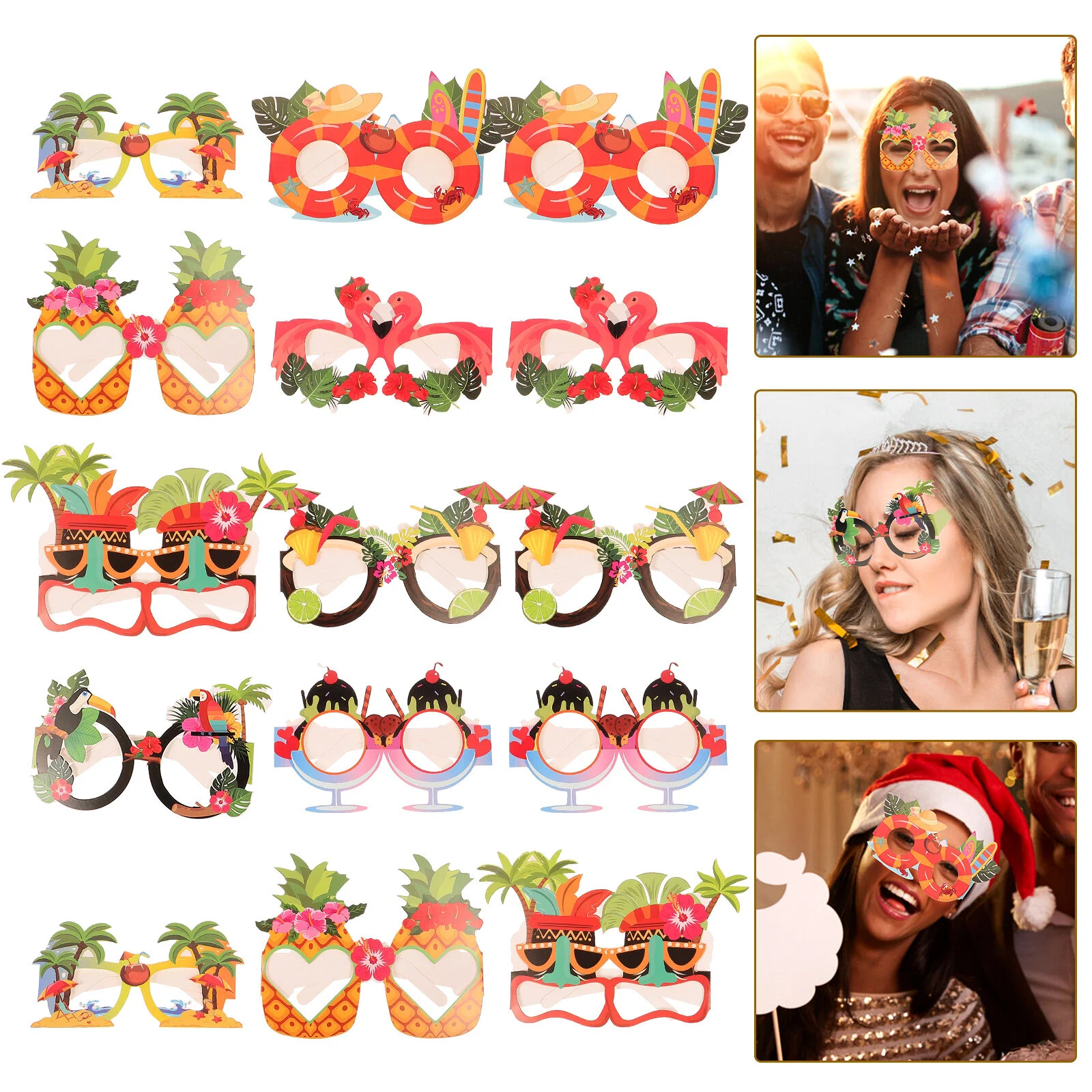 

Hawaiian Paper Glasses Party Decorations Summer Beach Photo Frames Props Practical Funny Sunglasses For Adults Luau Ice Cream