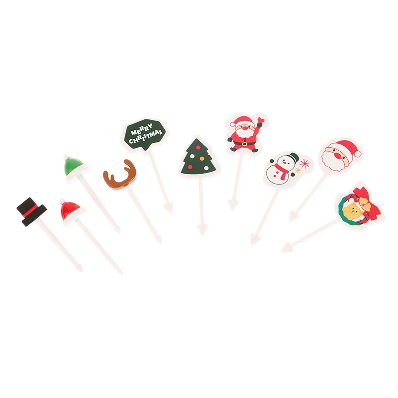 

4/6Pcs Christmas Fruit Fork Creative Lunch Accessories Festive Party Decoration Cute Fruit Fork Cupcake Insert Toothpicks