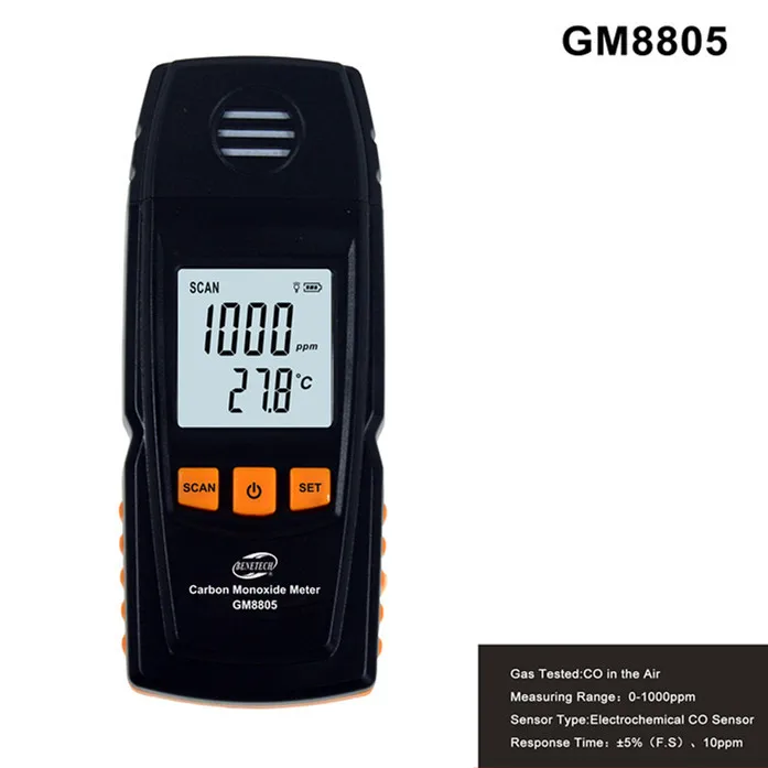 

Ручной детектор монитора угарного газа, измеритель, тестер 0-1000ppm GM8805