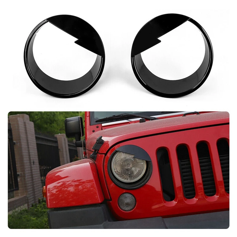 

Black ABS Pair Bird Front Headlight Cover Trim Rings Bezels For Jeep Wrangler JK JKU 2007-2018 2PCS