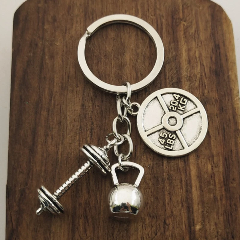 

ME VS ME Barbell Dumbbell Kettlebell GymKey Chains, keyring,Silver Color, Women Jewelry Man Accessory Pendant Fashion Gift