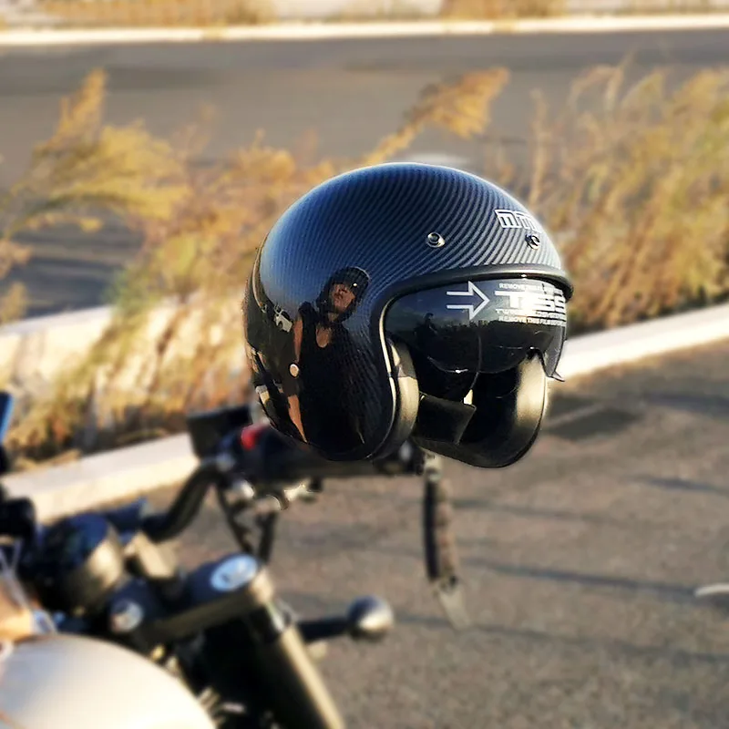 Мотоциклетный шлем с открытым лицом Ретро винтажный скутер Cafe Racer мужской