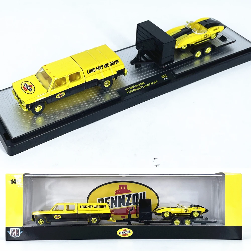 M2 машины 1/64 1973 GMC Sierra 3500 1959 corvelte XP-86 S42 желтая модель автомобиля из литого сплава