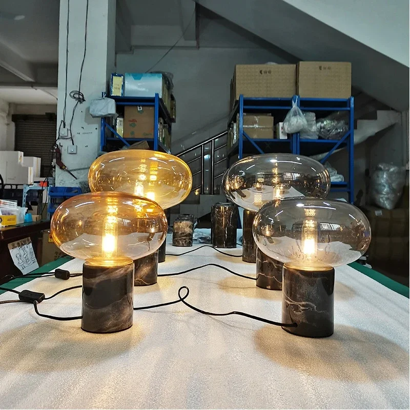 Минималистичный мраморный декор настольная лампа стеклянный настольный