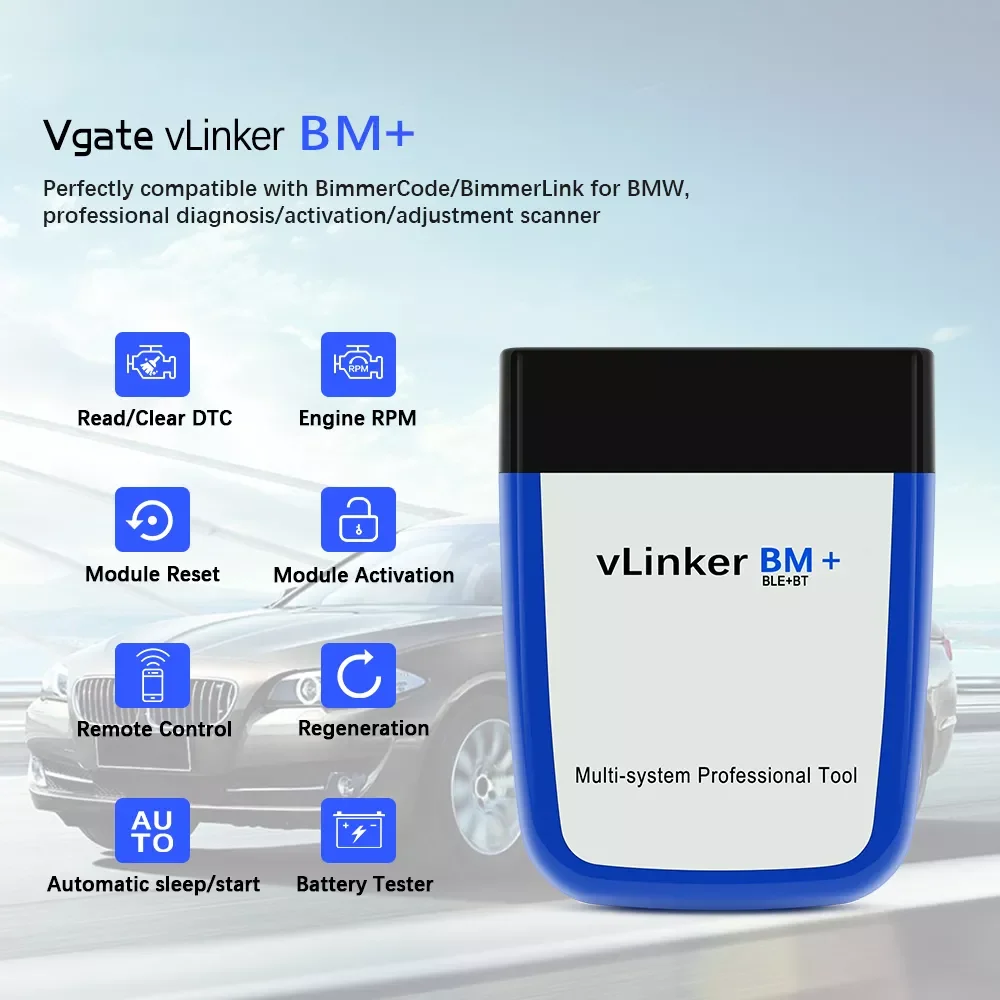

Автомобильный диагностический сканер Vgate vLinker BM ELM327 для BMW, wifi, OBD 2, автомобильный диагностический инструмент, Bluetooth-совместимый ELM 327 в 1 5