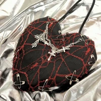 haex y2k goth womens bag 2022 trend fashion random cross lace spiderweb heart shaped e girl shoulder bag harajuku bolso mujer