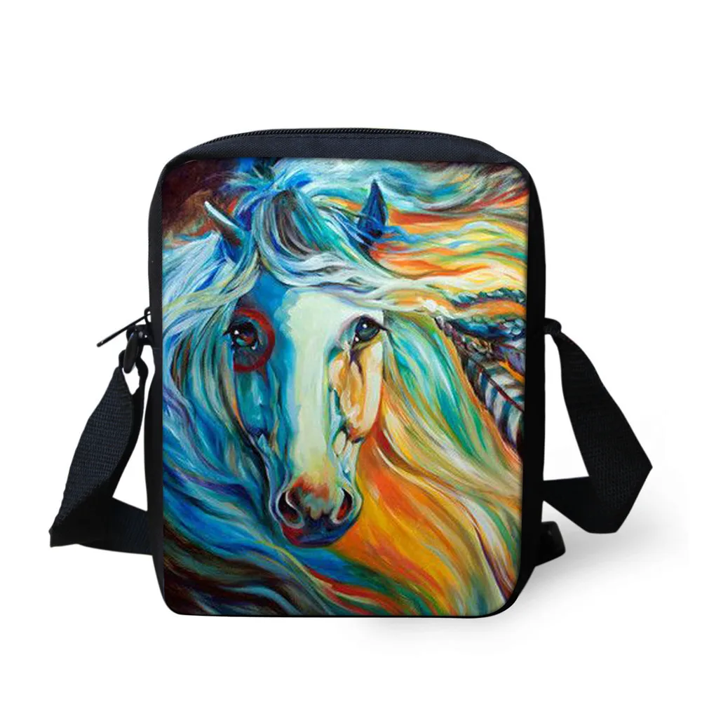 ADVOCATOR Colorful Abstract Art Horse Pattern Crossbody Bags Kids Children School Bags Messenger Bags with Free Shipping