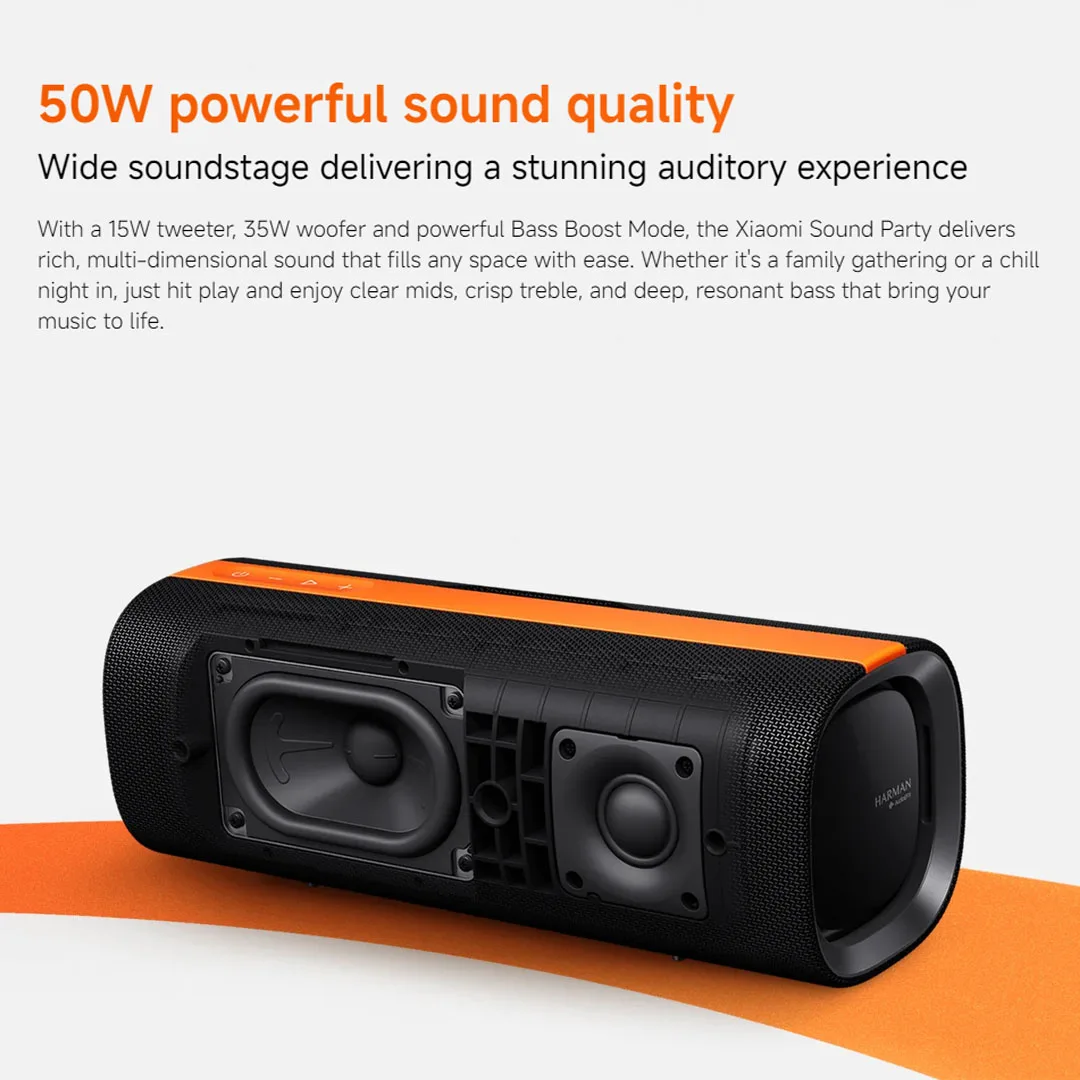Фото Xiaomi Sound Party 50 Вт Мощное качество звука Режим Harman AudioEFX TWS Время воспроизведения 26 часов Поддержка быстрой зарядки PD и обратной зарядки №2