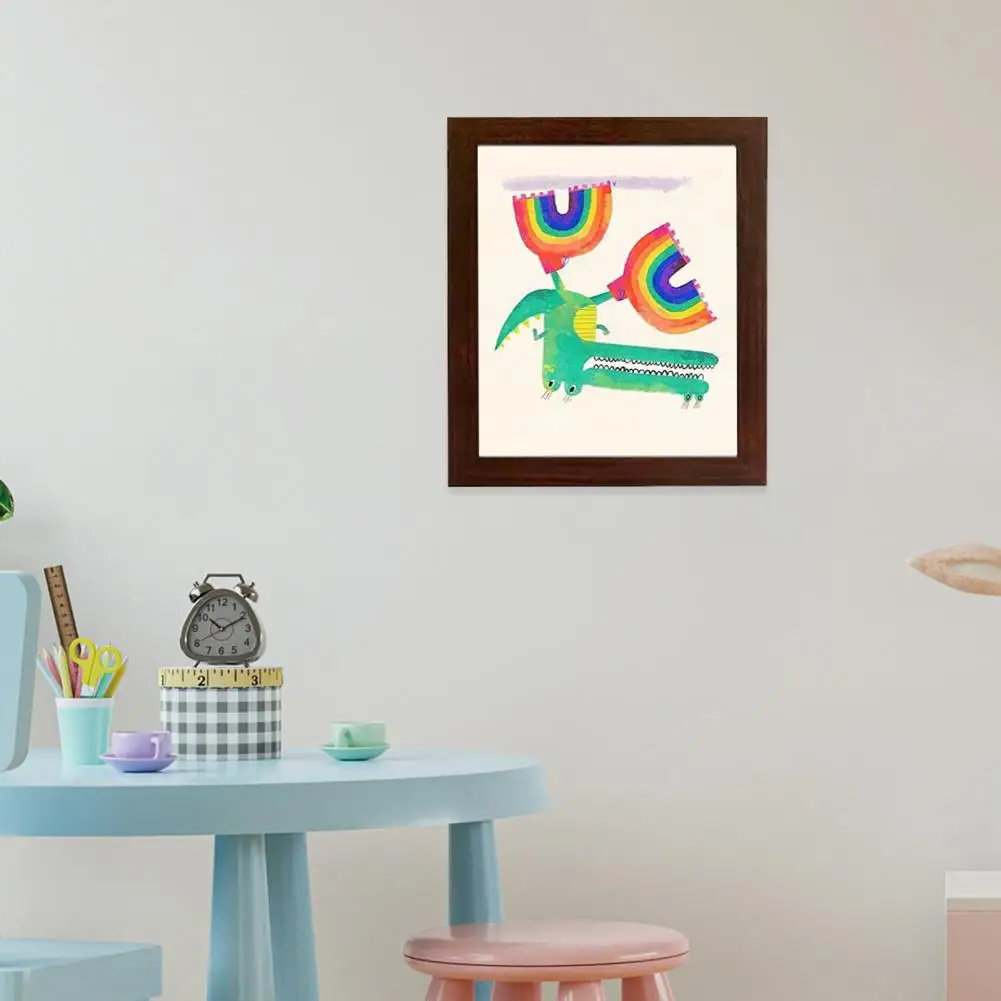 

Useful Kids Photo Frame Easy to Carry Artwork Picture Frame Burr Free Wooden Picture Frame Wall Hanging Artwork Decorative