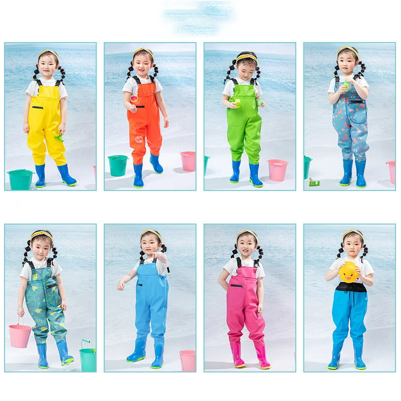 Child Kid Waterproof Wading Pants With Rain Boots Playing Sand Water Sports Garden Beach Fishing Hunting Jumpsuit Wader Trousers
