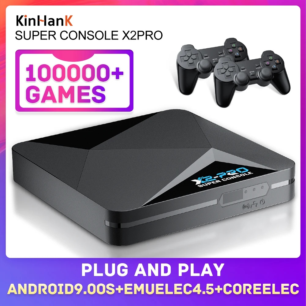 Супер-Консоль X2 PRO имеет 100K + игр, совместима с 70 + эмуляторами, ретро игровая консоль с поддержкой 4K UHD, 2,4G + 5,0 GWifi,BT 5,0
