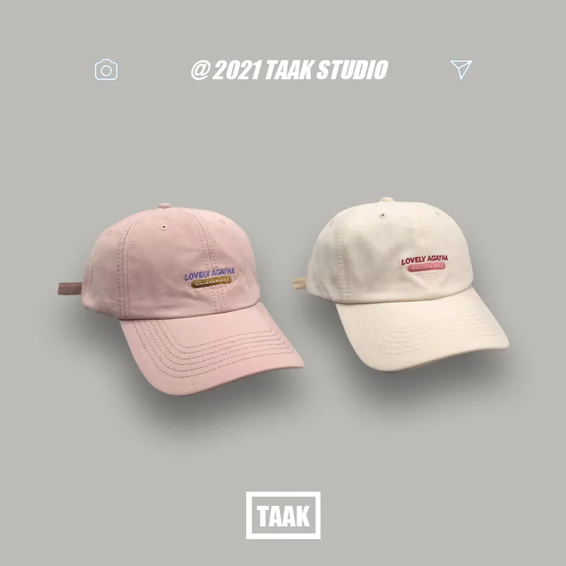 

South Korea's New Ins Pink Hat Female Spring and Summer Korean Version of The Fashion Wild Letter Baseball Cap Peaked Student