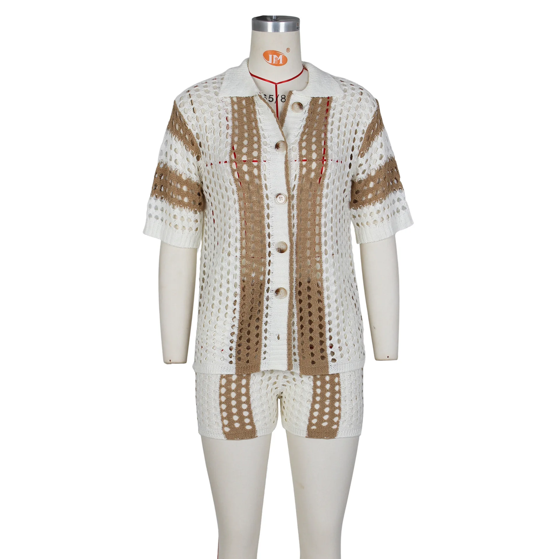 Casual Women Two Piece Set Hollow Out Shirt + Pants Patchwork Streetwear Tracksuit Clothes For Women Outfit 4 Casual Women Two Piece Set Hollow Out Shirt + Pants Patchwork Streetwear Tracksuit Clothes For Women Outfit 4