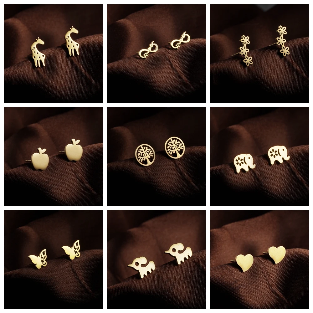 

Wholesale 15Pcs Cute Punk Rock Hiphop Mini Stainless Steel Minimalism Piercing Earrings for Women Girls Men Stud Earring Jewelry