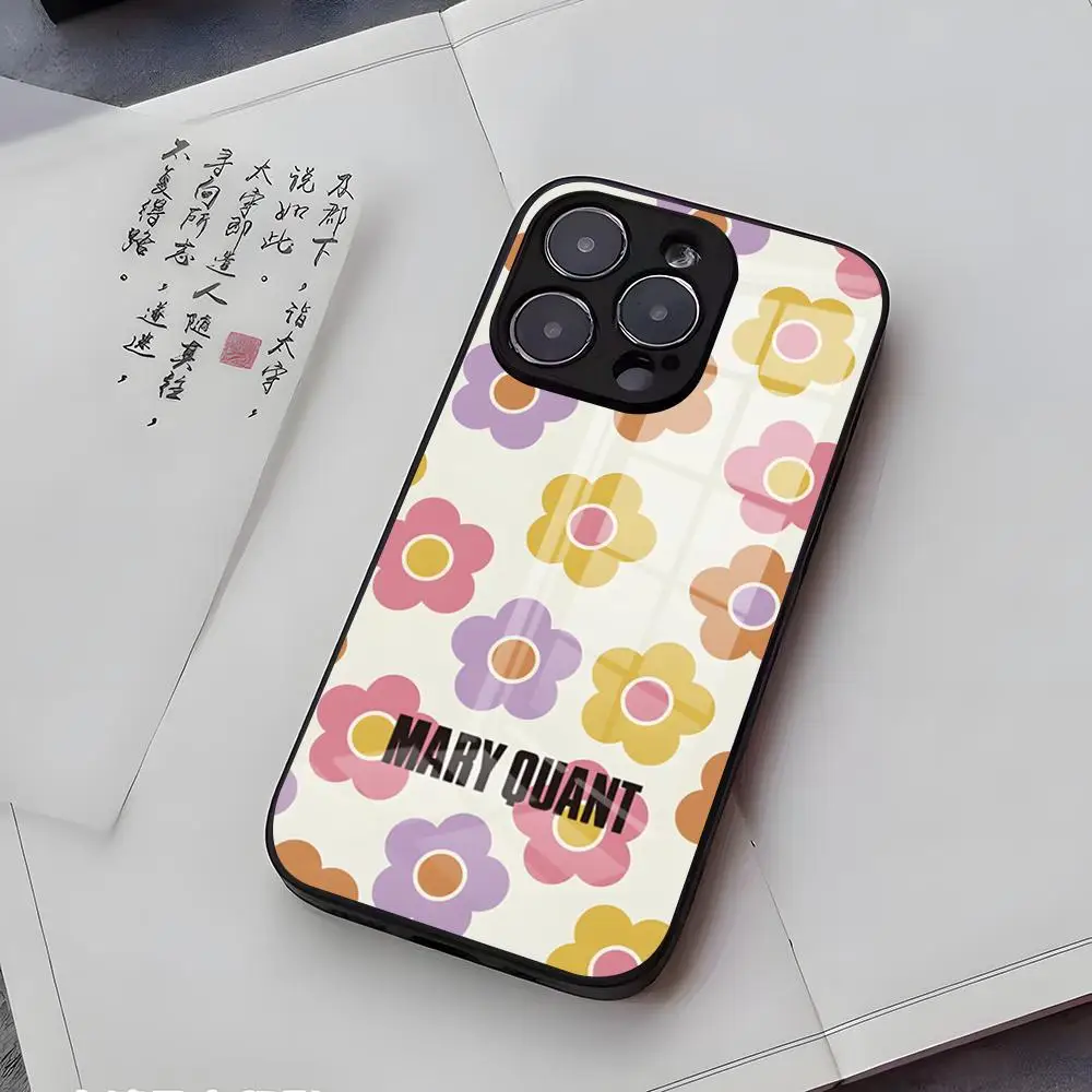 Фото Чехол для телефона M-Marni Flower Colorful для iPhone 17 Air 16 E Pro Max 15 14 13 Mini 12 Pro 11 Max Plus, черный, стеклянный №2
