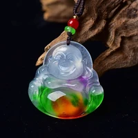 natural emerald colorful maitreya buddha pendant necklace charm jewellery fashion hand carved man woman luck gifts amulet new