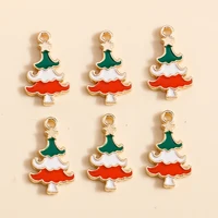 10pcs 1018mm enamel mini christmas tree charms for bracelets pendants earrings making diy charms handmade jewelry accessories