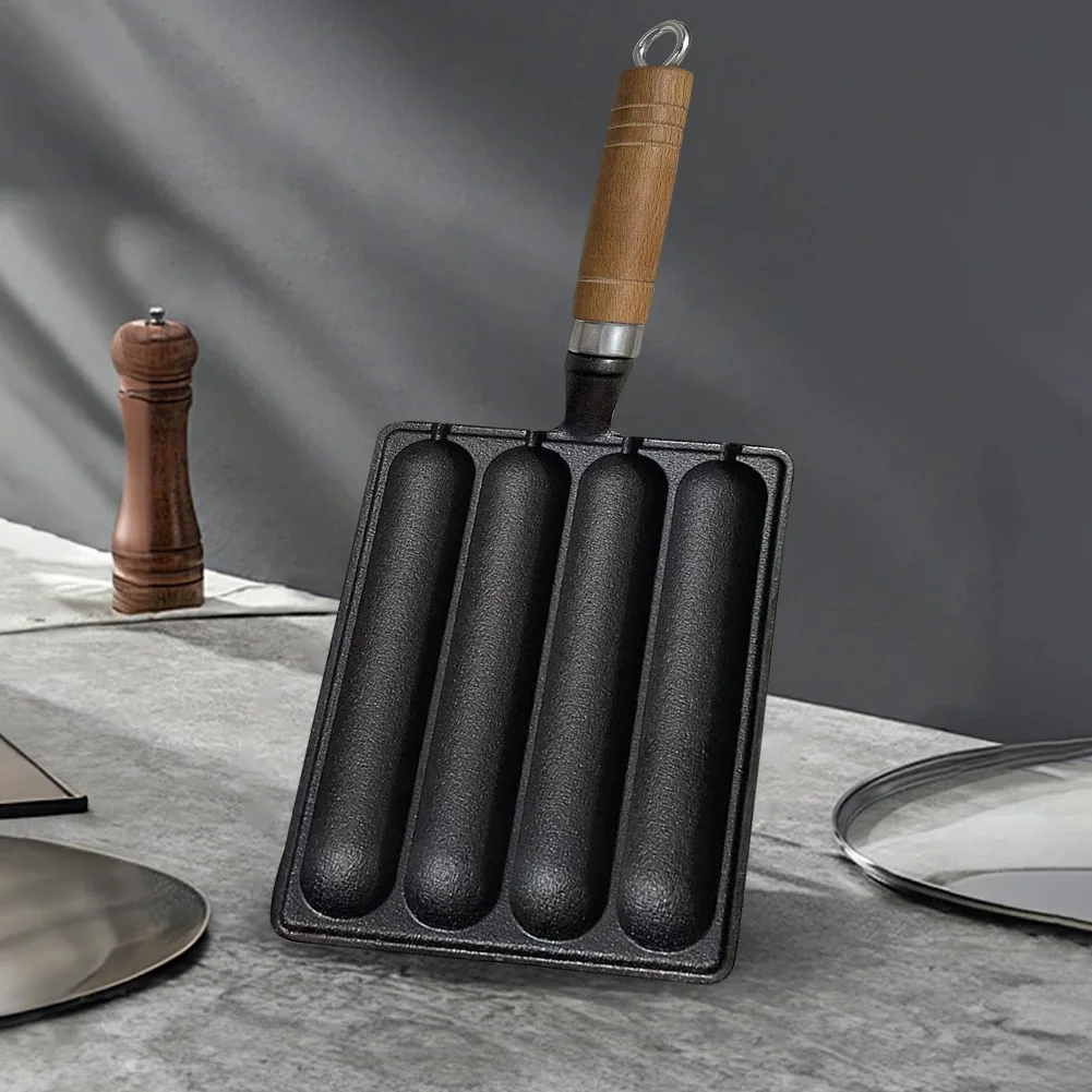 Чугунная предварительно приправленная кастрюля с деревянной ручкой Инструмент