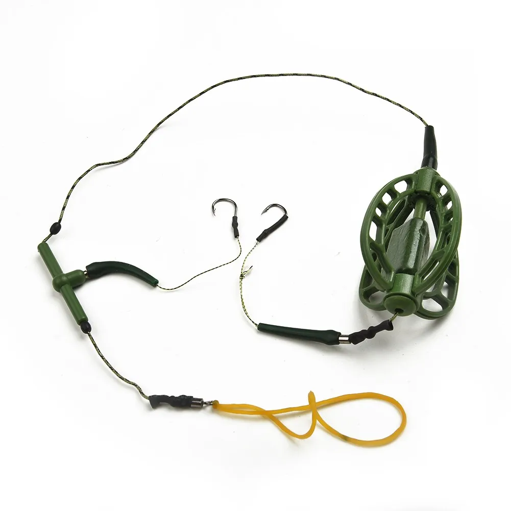 

1PC 9# Set Carp Fishing Inline Method Feeder Cage Hooks Rig Fishing Rig Leader Core Line For Carp Coarse Lake River Fishing