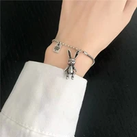 fashion simple bunny bracelet women holiday gift retro hip hop cartoon cute pendant girlfriend jewelry accessories wholesale