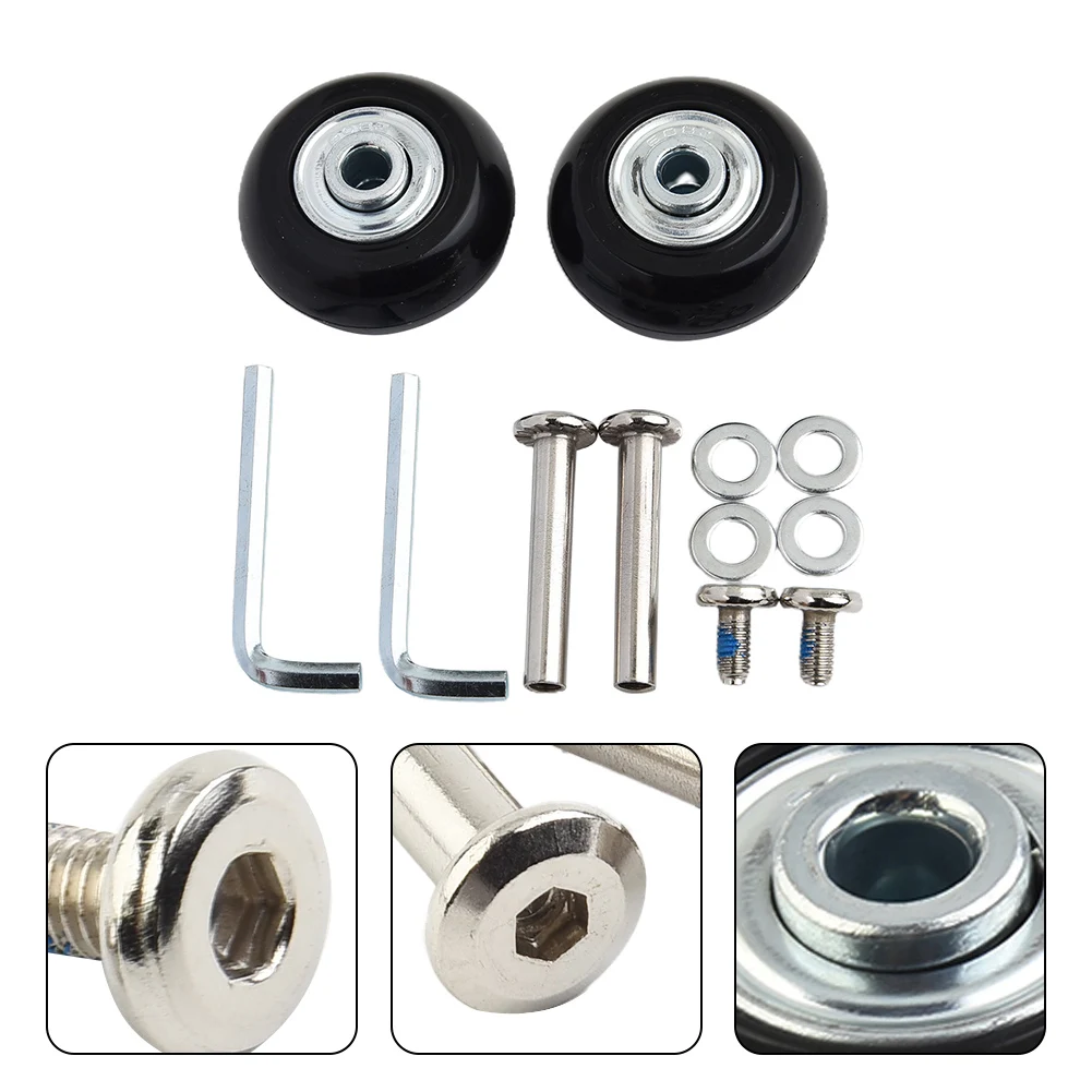 

Practical Luggage Wheels Suitcase Wheels 1 Set Accessories Fitting Rubber Metal Wear With Screw Double Bearing