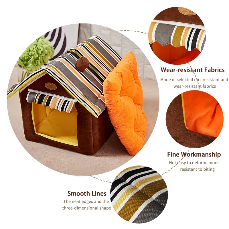 Лежанки для домашних животных складная мягкая кошачья гнездо съемный коврик