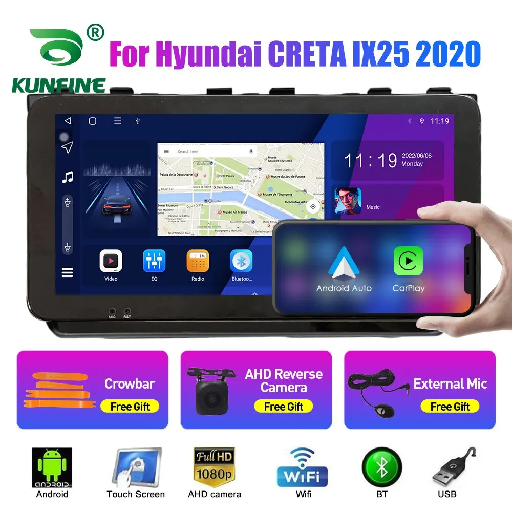 

Автомобильный радиоприемник 10,33 дюйма для Hyundai CRETA IX25 2020 2Din Android Восьмиядерный автомобильный стерео DVD GPS-навигатор плеер QLED экран Carplay
