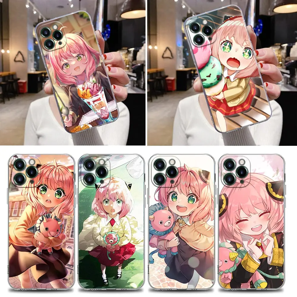 

Transparent Case For Apple iPhone 12 11 13 Pro Max mini XS X XR 7 8 Plus SE Cases Cover Cute Girl Spy X Family Anya Forger Anime