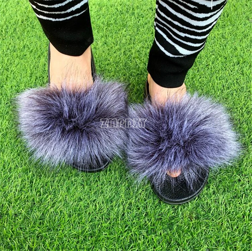 

Summer Slippers Women Faux Fur Slide Sweet Plush Fluffy Home Slides Leisure Beach Sandals Snug Platform Clogs Shoes & Flip Flops