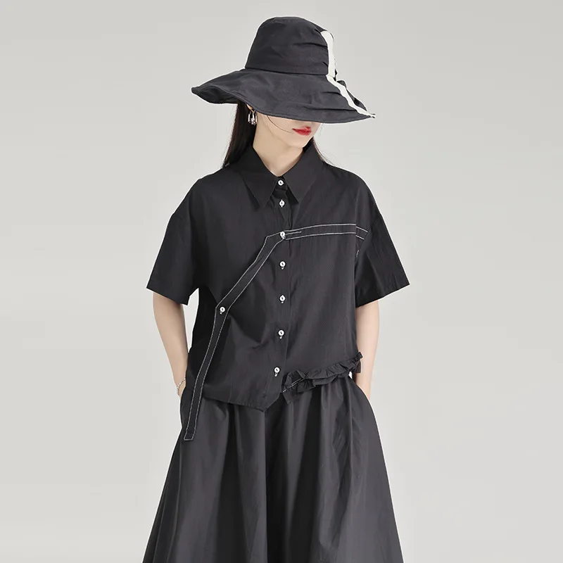 Женская летняя рубашка с короткими рукавами милый и крутой уникальный топ в