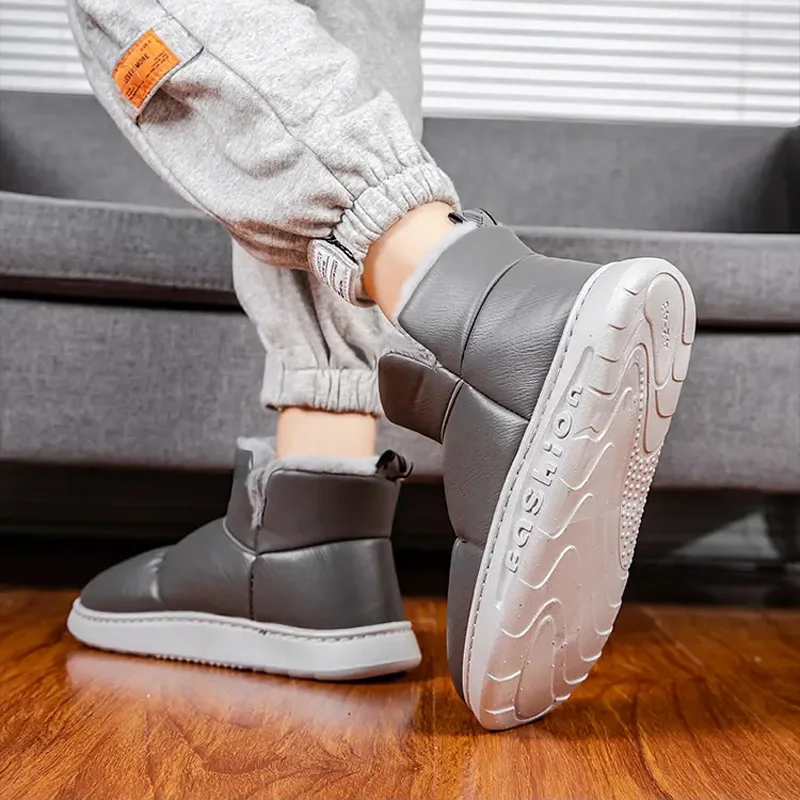 Зимние однотонные теплые зимние ботинки Мужская бархатная Нескользящая