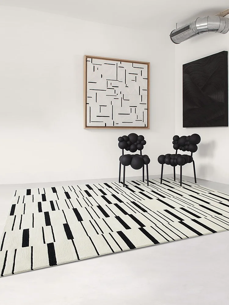 

Japanese-Style Wabi-Sabi Style Modern Minimalist Living Room Carpet Nordic Minimalist Coffee Table Mat Black White Printing