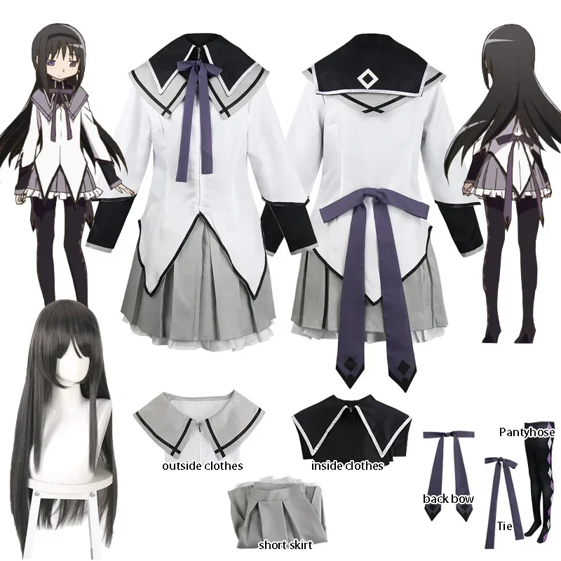Cosbao Ainime Puella Magi Madoka Magica Косплей Akemi Homura Костюм Короткая Юбка Jk Униформа с бантом