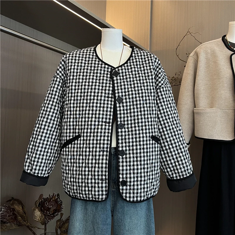 Корейская серия легкая клетчатая одежда с хлопковой подкладкой женская осень 2024