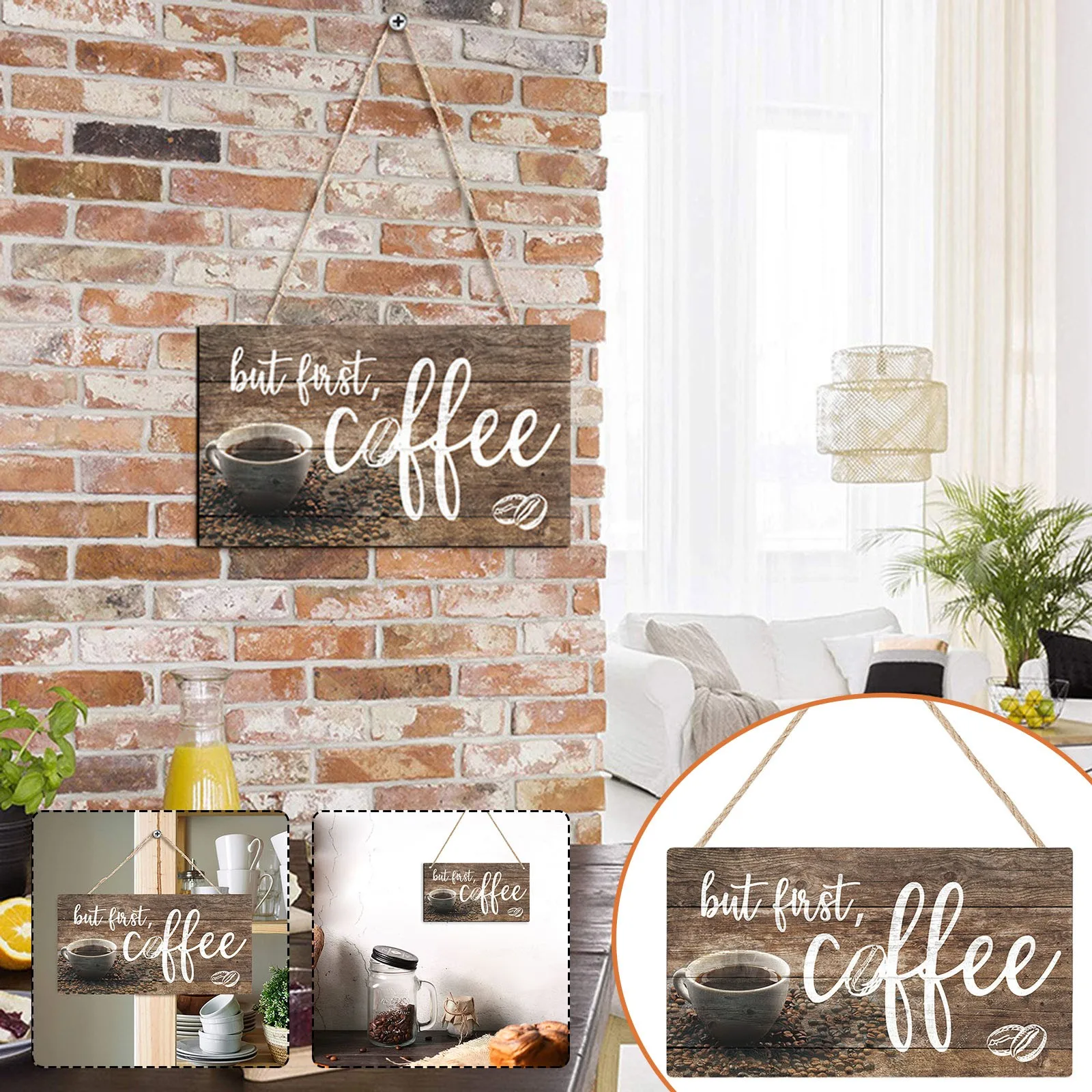 

Decorative Tree Garland But First Coffee Wood Hanging Coffee Shop Venue Wall Hangings