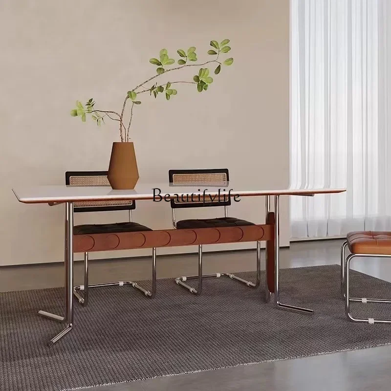 Ретро современный простой обеденный стол и стулья из каменной плиты бытовой