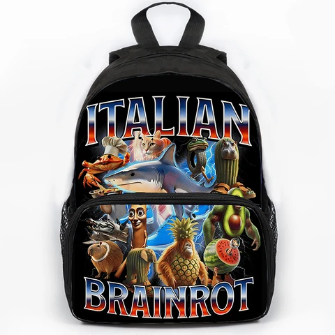 Итальянский рюкзак с принтом мозга, школьные сумки, мультяшный рюкзак Tung Sahur для учеников начальной школы, рюкзак для мальчиков и девочек, дорожный рюкзак Mochila