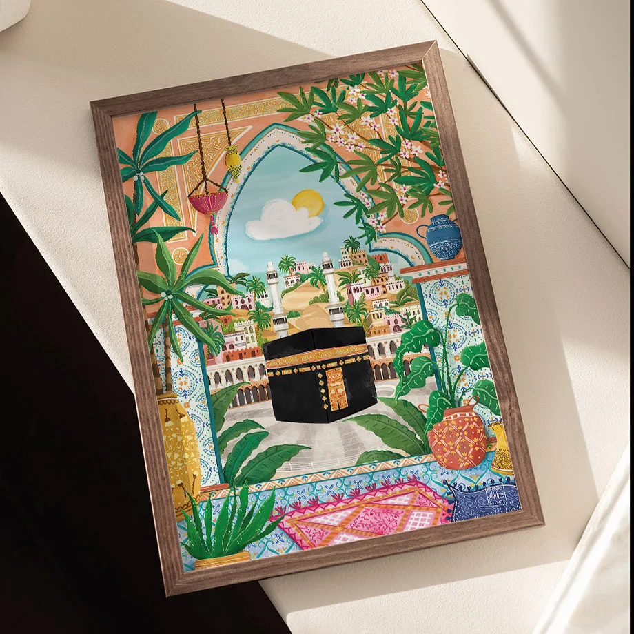 Настенная картина с изображением шейха замеди Кааба, настенное искусство, украшение для гостиной в мусульманском стиле, холст, постеры и принты, картины