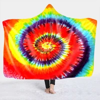 rainbow sun circle retriever hooded blankets fuzzy throws sherpa hoodie blanket 3d design outdoor indoor fleece wearable blanket