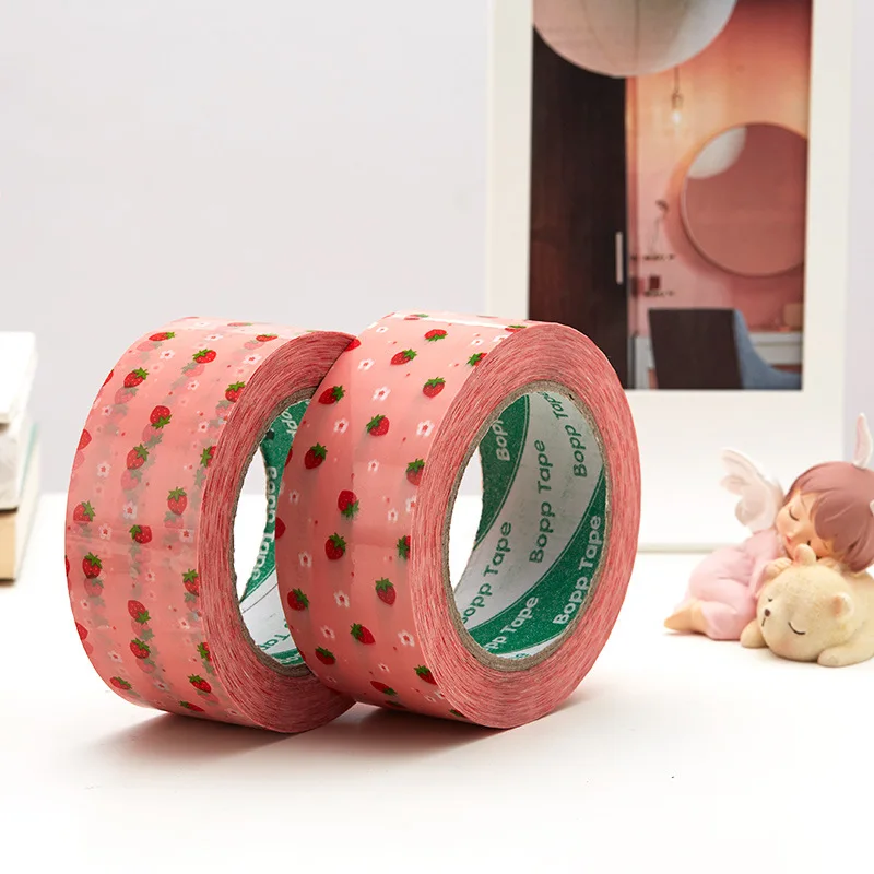 Pink Strawberry Packing Sealing Transparent Adhesive Tape for Small Business Supplies Shipping Express Packaging Gift Box Decor |