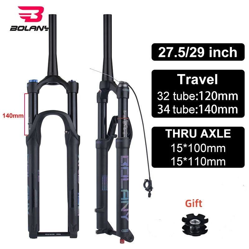 

BOLANY 29 27.5 MTB Fork Boost Thru Axle 15*100 15*110 Mountain Bike Air Suspension Fork Rebound Adjustment 120mm 140mm Travel