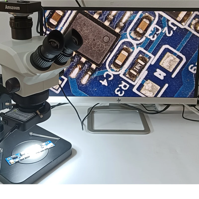 7X-45X Simul-Focal Trinocular Zoom Стереомикроскоп Головка Промышленная электронная